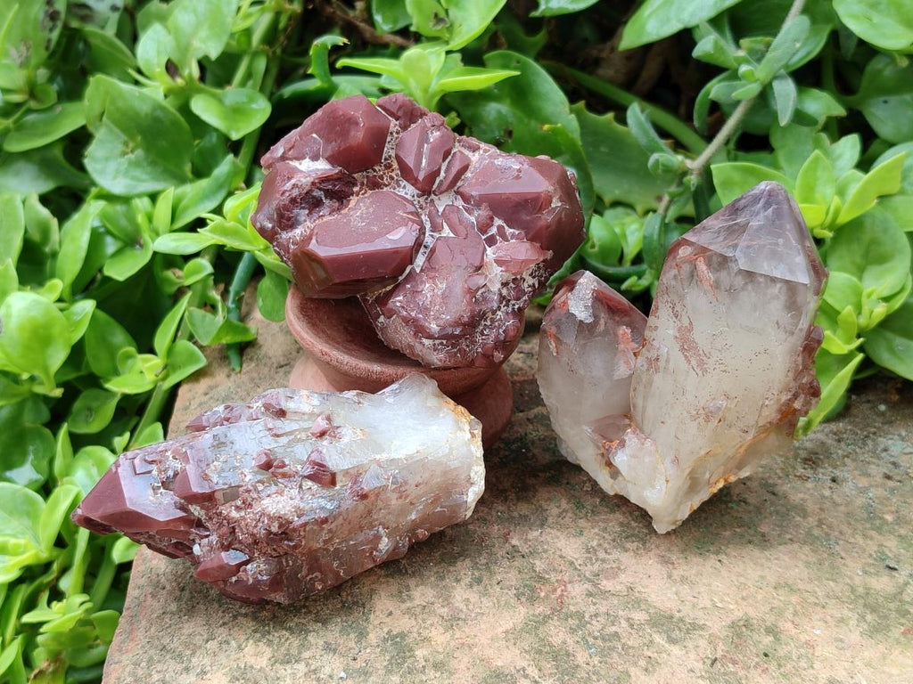 Natural Red Hematoid Quartz Crystal Clusters x 12 From Karoi, Zimbabwe