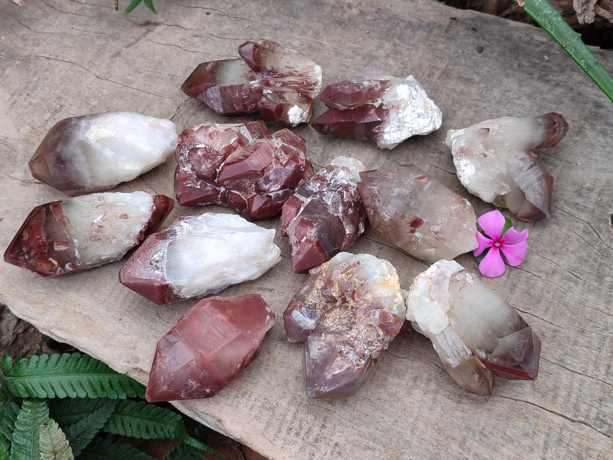 Natural Red Hematoid Quartz Crystal Clusters x 12 From Karoi, Zimbabwe
