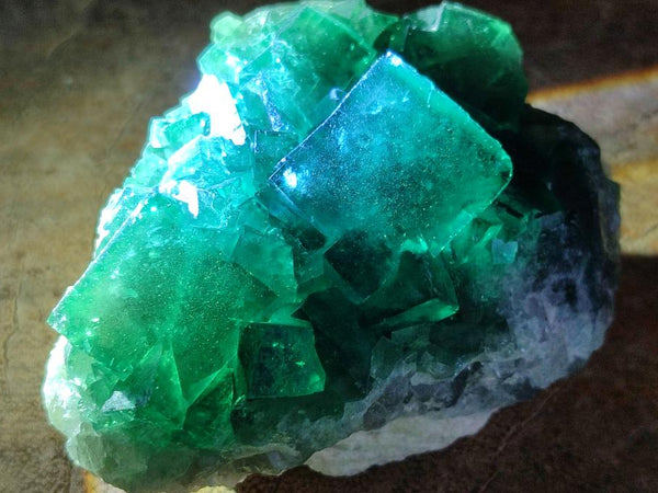 Natural Green Fluorite Cluster Specimens x 6 From Mandrosonoro, Madagascar