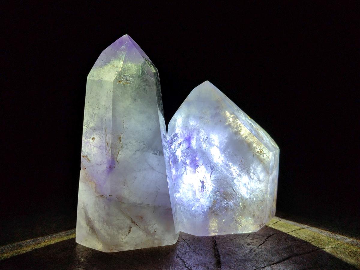 Polished Smokey Amethyst Window Crystals x 3 From Akansobe, Madagascar