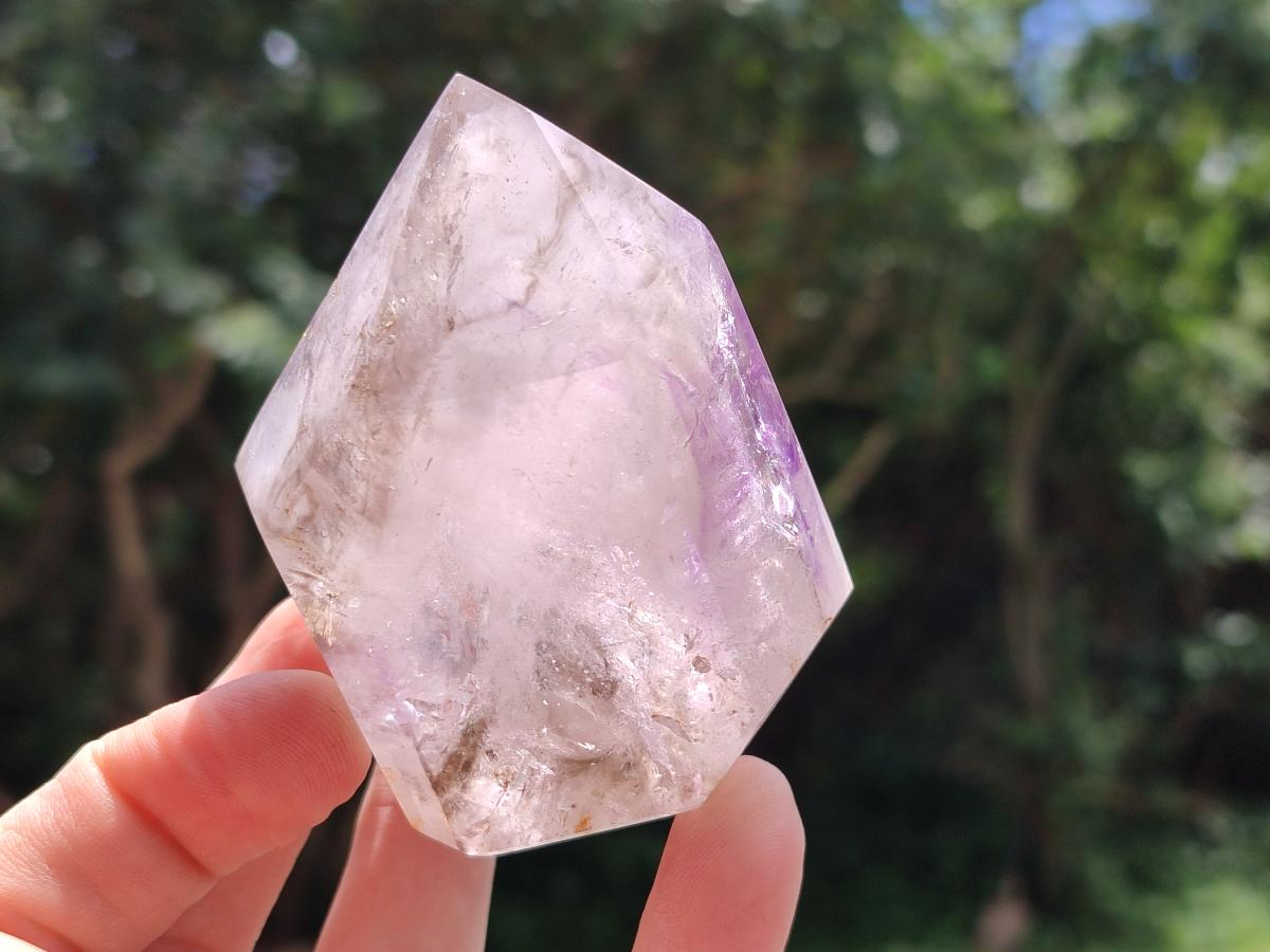 Polished Smokey Amethyst Window Crystals x 3 From Akansobe, Madagascar