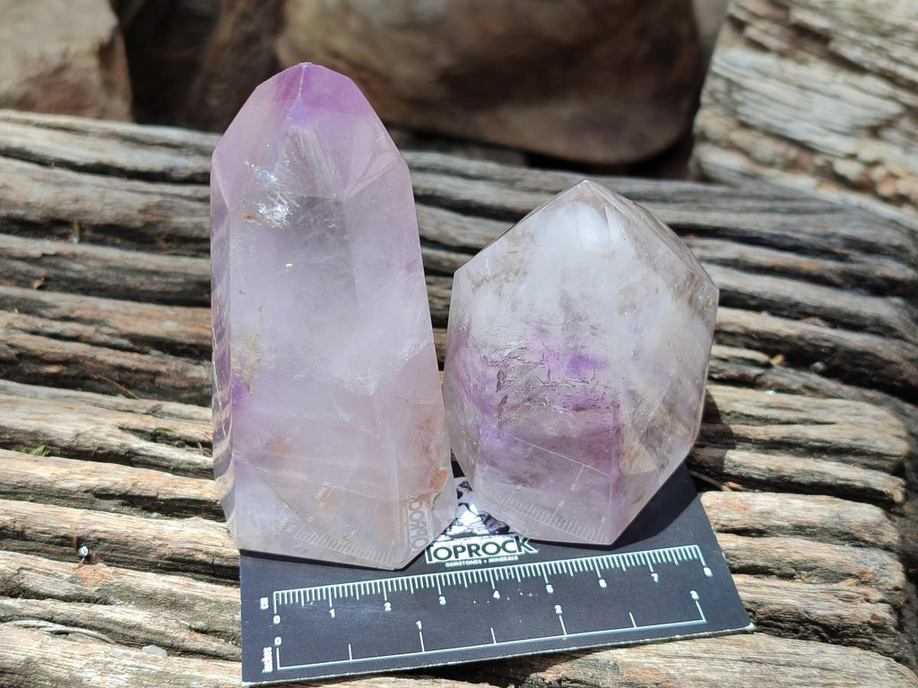 Polished Smokey Amethyst Window Crystals x 3 From Akansobe, Madagascar