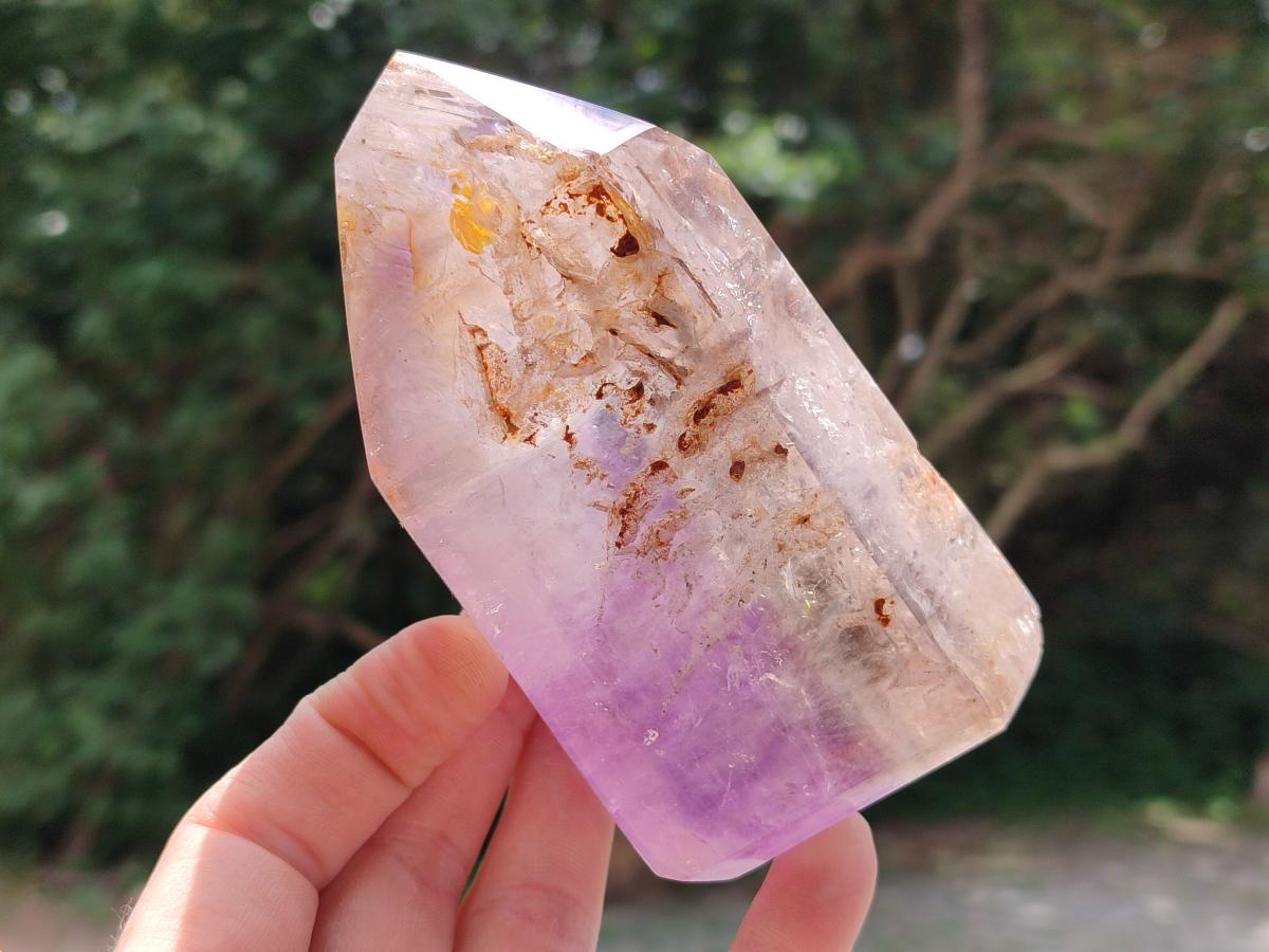 Polished Smokey Amethyst Window Crystals x 3 From Akansobe, Madagascar