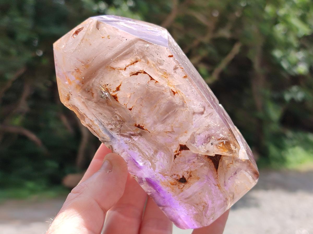 Polished Smokey Amethyst Window Crystals x 3 From Akansobe, Madagascar