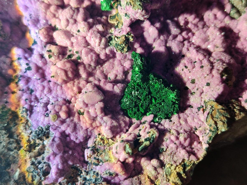 Natural XL Salrose Cobaltion Dolomite Specimens with Silky Malachite Crystals x 1 From Kakanda, Congo