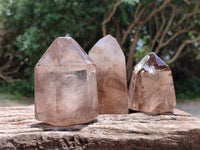 Polished Wispy Smokey Phantom Quartz Crystals x 4 From Madagascar