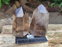 Polished Wispy Smokey Phantom Quartz Crystals x 4 From Madagascar
