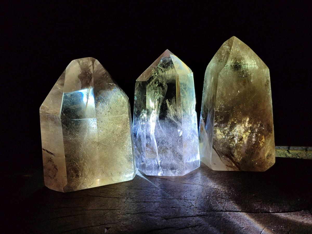 Polished Wispy Smokey Phantom Quartz Crystals x 4 From Madagascar