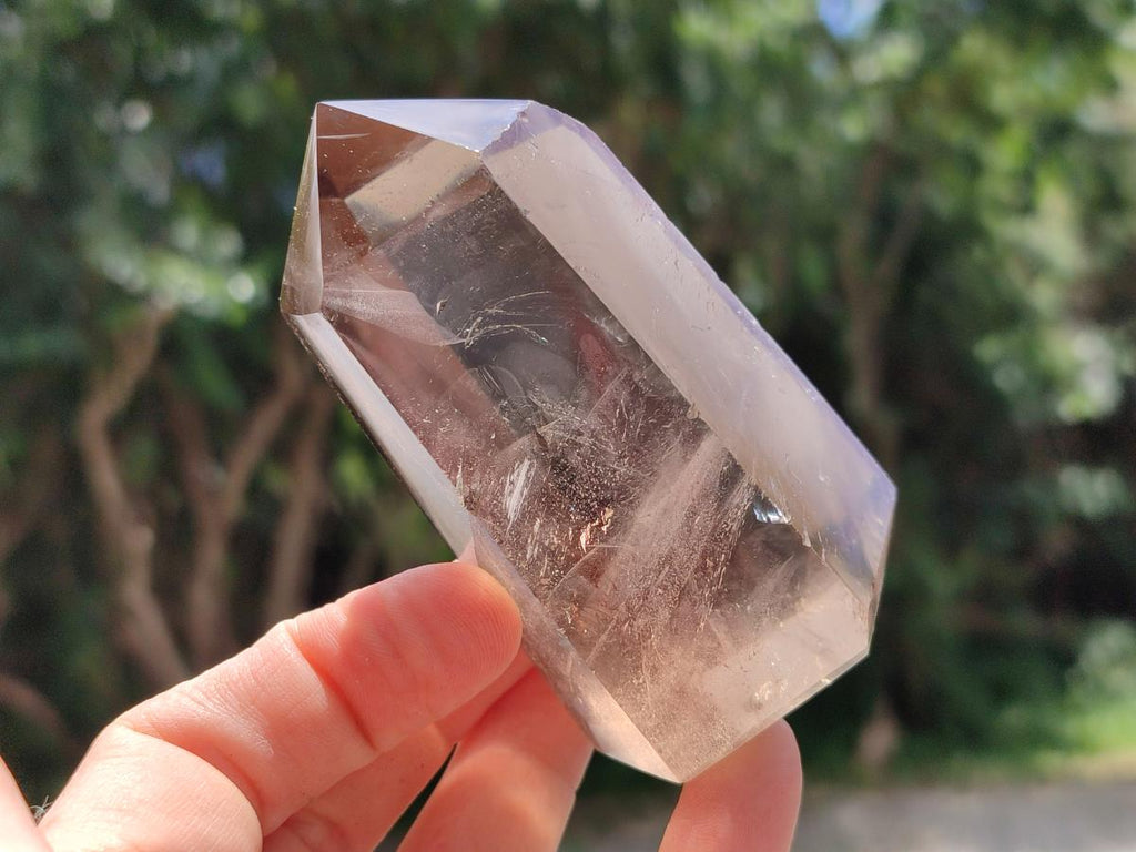 Polished Wispy Smokey Phantom Quartz Crystals x 4 From Madagascar
