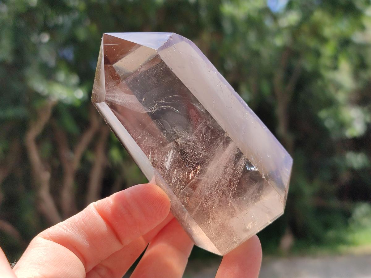 Polished Wispy Smokey Phantom Quartz Crystals x 4 From Madagascar