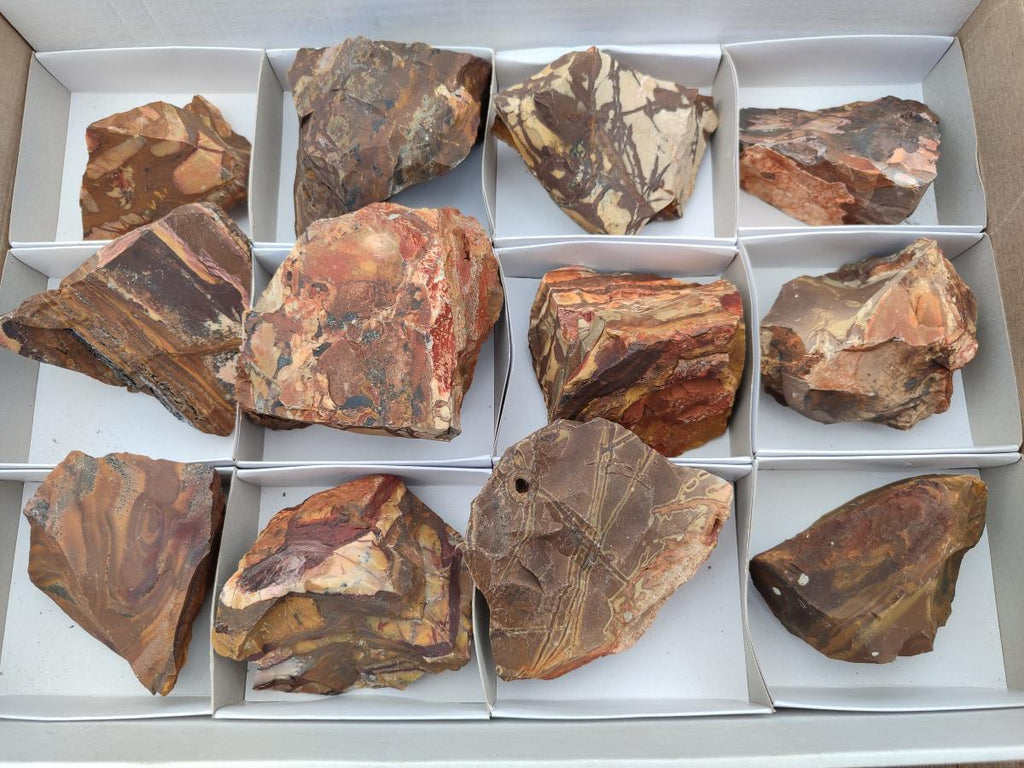 Natural Nguni Jasper Cobbed Specimens x 12 From Northern Cape, South Africa