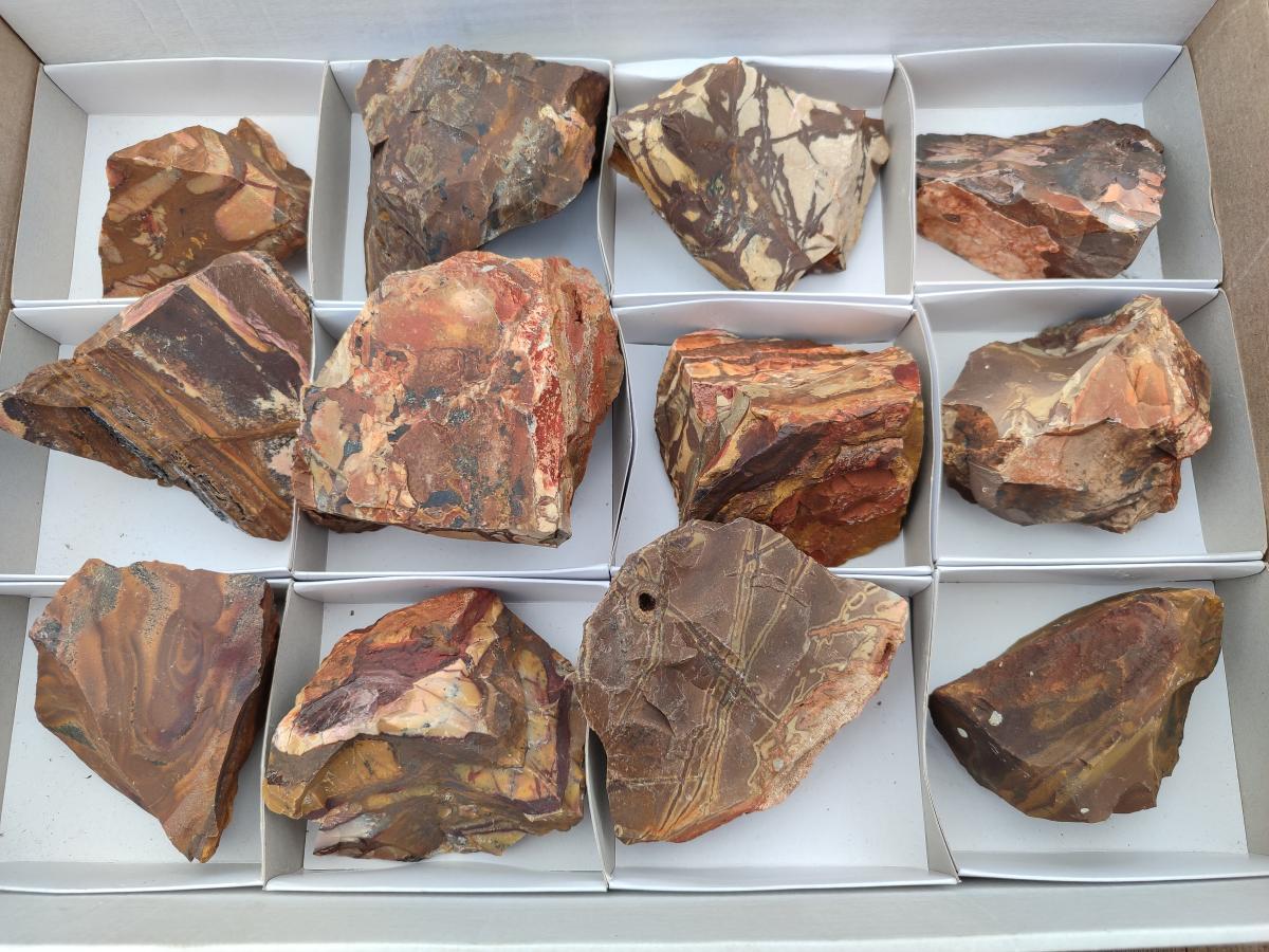 Natural Nguni Jasper Cobbed Specimens x 12 From Northern Cape, South Africa