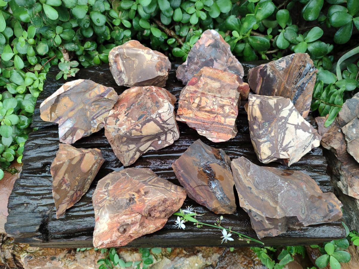 Natural Nguni Jasper Cobbed Specimens x 12 From Northern Cape, South Africa