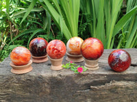 Polished Carnelian Agate Gemstone Spheres x 6 From Madagascar