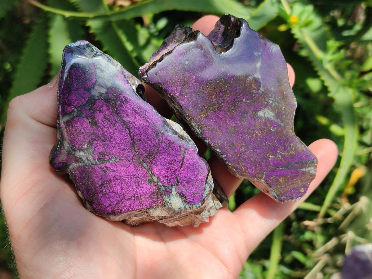 Polished Metallic Purpurite Specimens x 4 From Erongo, Namibia