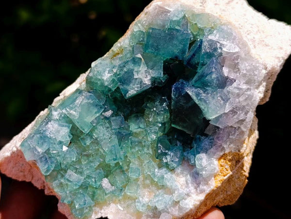 Natural Green Fluorite Cluster Specimens x 3 From Mandrosonoro, Madagascar
