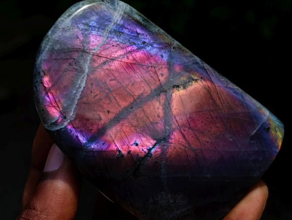 Polished Rare Purple Sunset Flash Labradorite Standing Free Forms x 6 From Tulear, Madagascar
