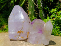 Polished Window Amethyst Crystals x 2 From Akansobe, Madagascar