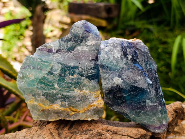 Natural Watermelon Fluorite Cobbed Specimens x 6 From Uis, Namibia