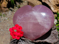 Polished Large Gemmy Rose Quartz Hearts x 2 From Madagascar