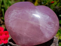 Polished Large Gemmy Rose Quartz Hearts x 2 From Madagascar