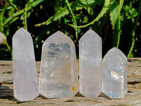 Polished Pearl Girasol Quartz Crystals x 4 From Ambatondrazaka, Madagascar