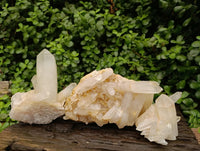 Natural Clear Cascading Quartz Crystal Clusters x 3 From Madagascar