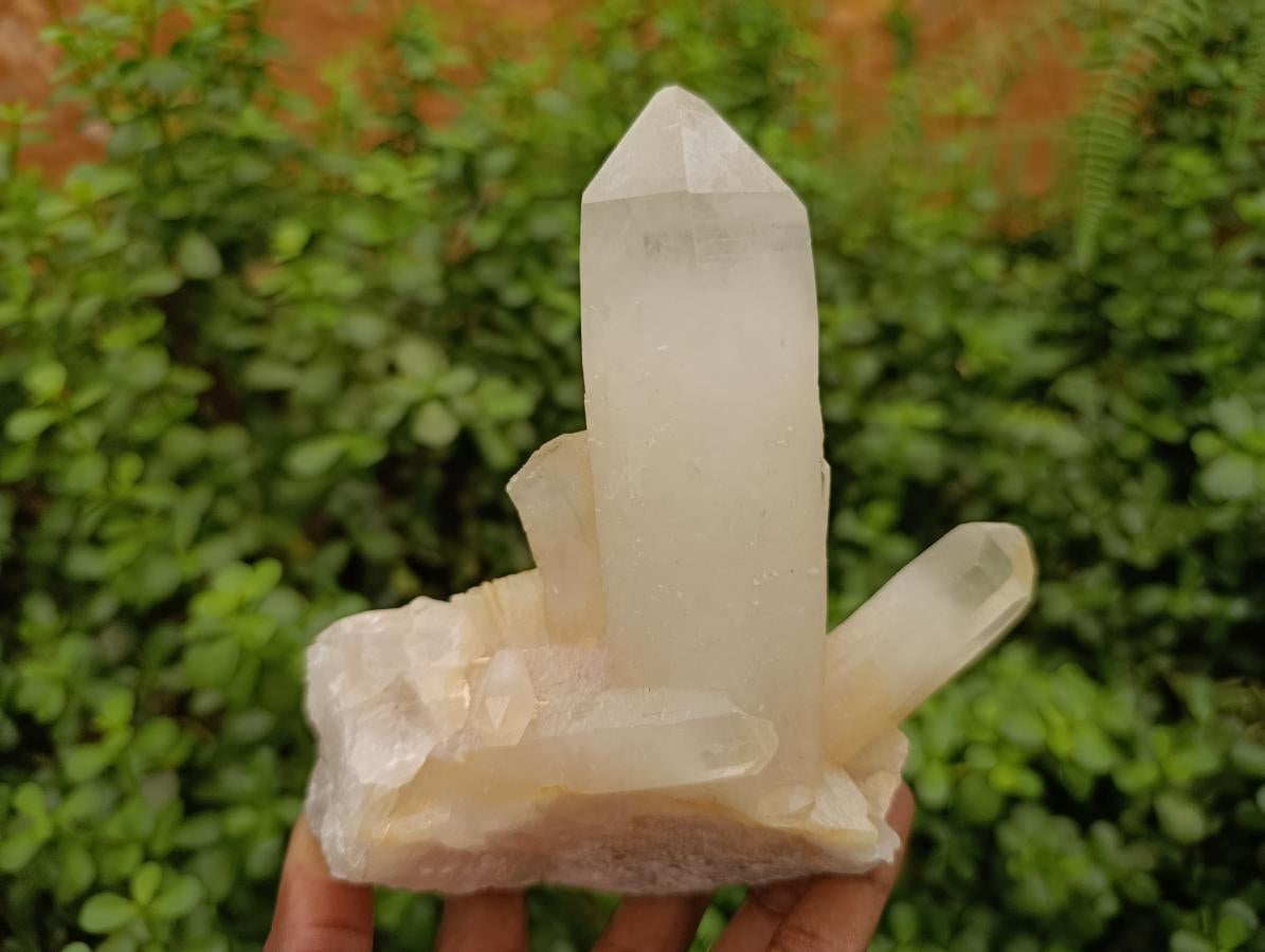 Natural Clear Cascading Quartz Crystal Clusters x 3 From Madagascar