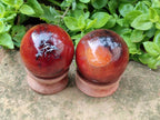 Polished Carnelian Agate Gemstone Spheres x 4 From Madagascar