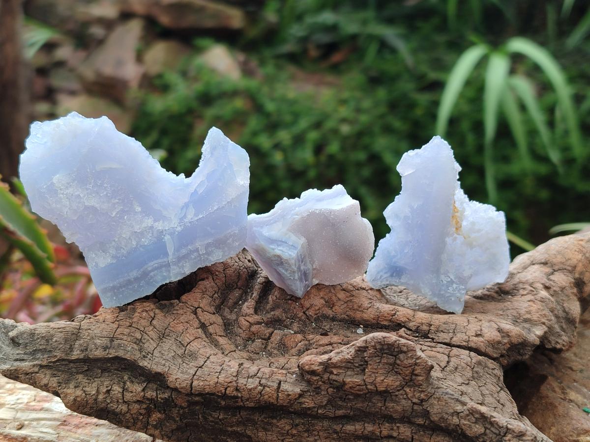 Natural Etched Blue Chalcedony Geodes x 12 From Nsanje, Malawi