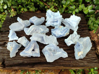 Natural Etched Blue Chalcedony Geodes x 12 From Nsanje, Malawi