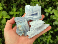Natural Etched Blue Chalcedony Geodes x 12 From Nsanje, Malawi
