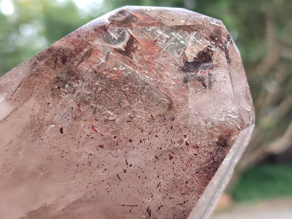 Polished Smokey Window Quartz Crystals with Lepidocrocite x 2 From Akansobe, Madagascar