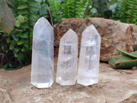 Polished Pearl Girasol Quartz Crystals x 12 From Ambatondrazaka, Madagascar