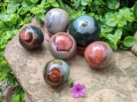 Polished Polychrome Jasper Spheres x 6 From NW Coast, Madagascar