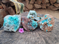 Natural Blue Drusy Coated Chrysocolla in Dolomite Matrix x 4 From Lupoto Mine, Congo