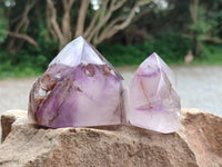 Polished Smokey Amethyst Window Quartz Crystals x 6 From Akansobe, Madagascar