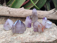 Polished Smokey Amethyst Window Quartz Crystals x 6 From Akansobe, Madagascar