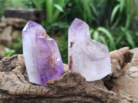 Polished Smokey Amethyst Window Quartz Crystals x 6 From Akansobe, Madagascar