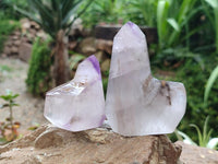 Polished Smokey Amethyst Window Quartz Crystals x 6 From Akansobe, Madagascar