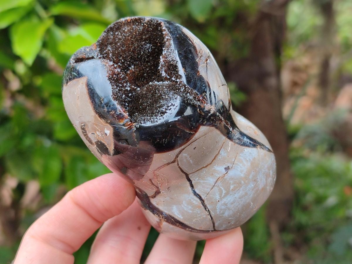 Polished Septerye Sauvage "Dragons Egg" Geodes with Calcite Crystalline Centres x 6 From Mahajanga, Madagascar