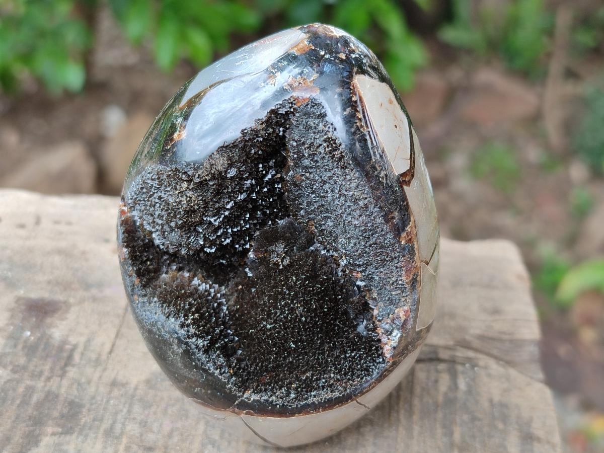 Polished Septerye Sauvage "Dragons Egg" Geodes with Calcite Crystalline Centres x 6 From Mahajanga, Madagascar