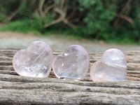Polished Gemmy Translucent Rose Quartz Hearts x 35 From Ambatondrazaka, Madagascar