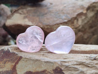 Polished Gemmy Translucent Rose Quartz Hearts x 35 From Ambatondrazaka, Madagascar