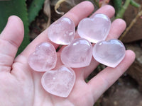 Polished Gemmy Translucent Rose Quartz Hearts x 35 From Ambatondrazaka, Madagascar