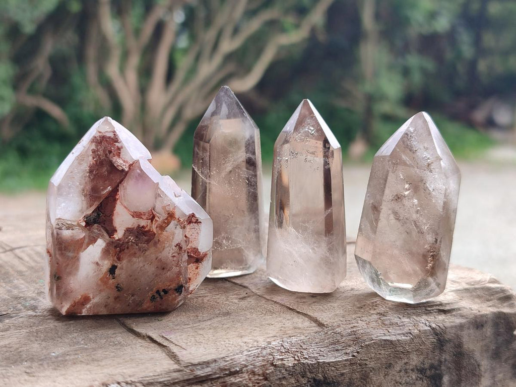 Polished Wispy Smokey Quartz Crystals x 12 From Madagascar