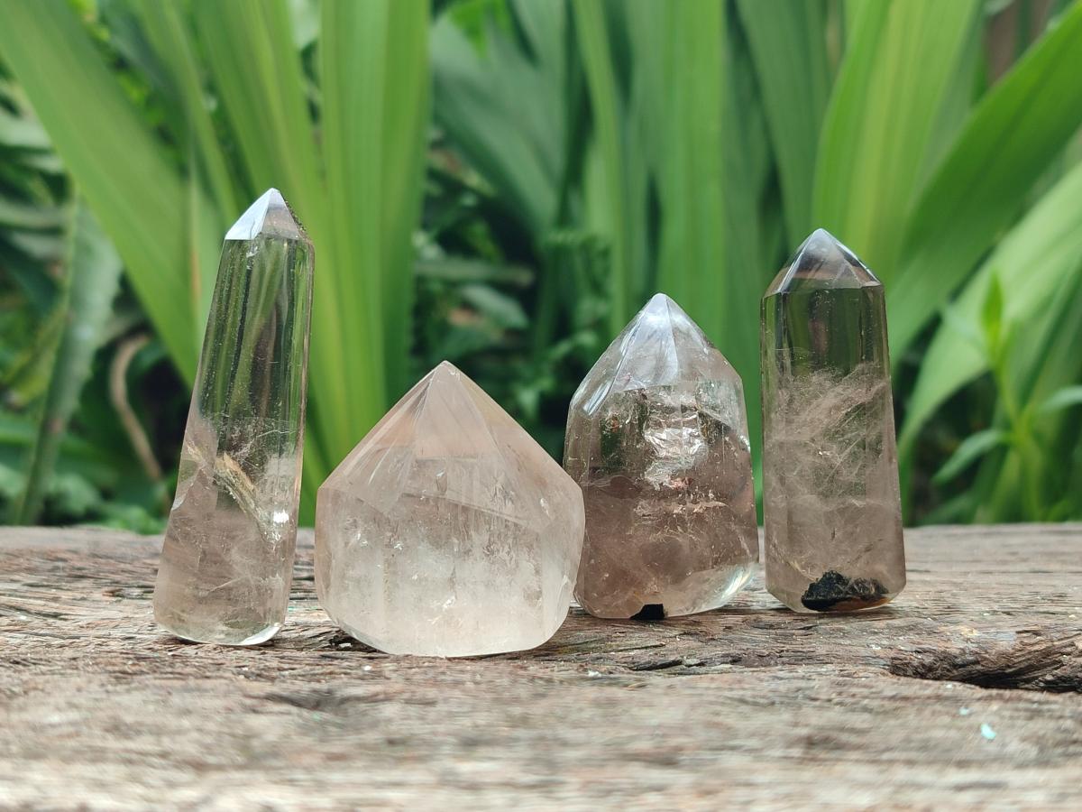 Polished Wispy Smokey Quartz Crystals x 12 From Madagascar