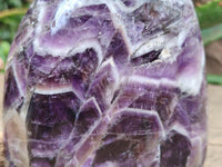 Polished Chevron Amethyst Standing Free Form x 2 From Zambia