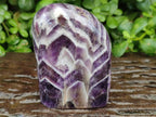 Polished Chevron Amethyst Standing Free Form x 2 From Zambia