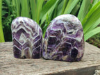Polished Chevron Amethyst Standing Free Form x 2 From Zambia